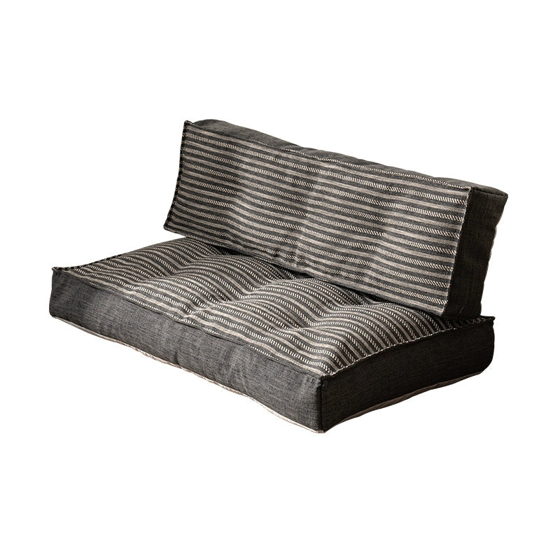 Modern Minimalist Floor Sofa: comfortable, striped fabric seating area in charcoal gray.