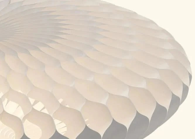 White geometric origami paper lampshade with layered honeycomb pattern, modern home decor.