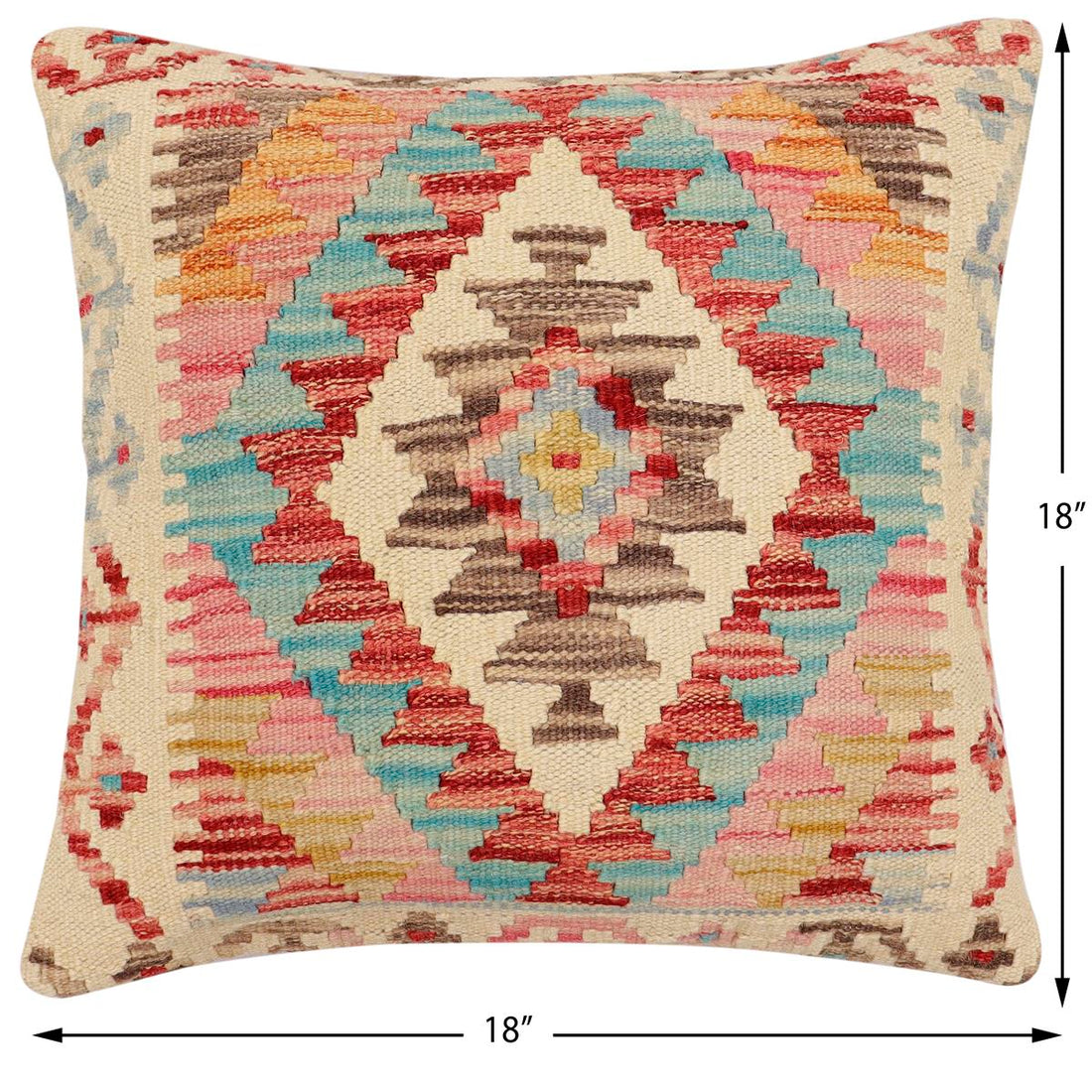 Rustic Cade Turkish Hand-Woven Kilim Pillow - 18 x 17 by Bareens Designer Rugs