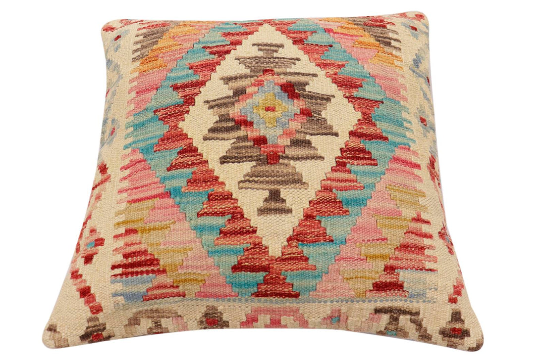 Rustic Cade Turkish Hand-Woven Kilim Pillow - 18 x 17 by Bareens Designer Rugs