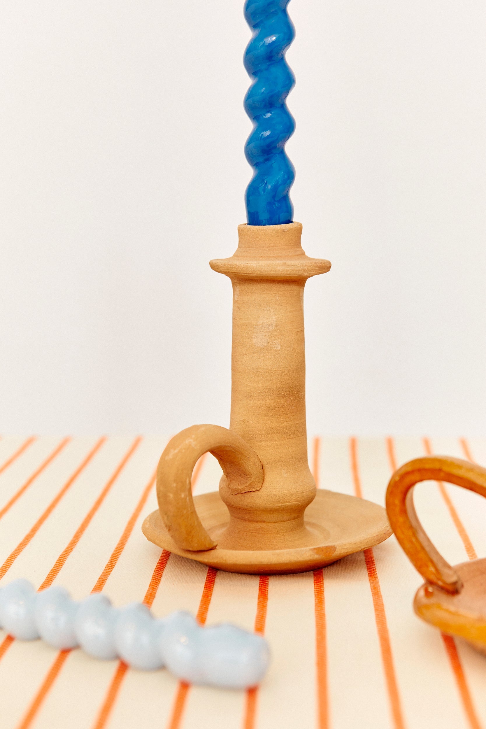 Handmade Clay Candlestick with Plate