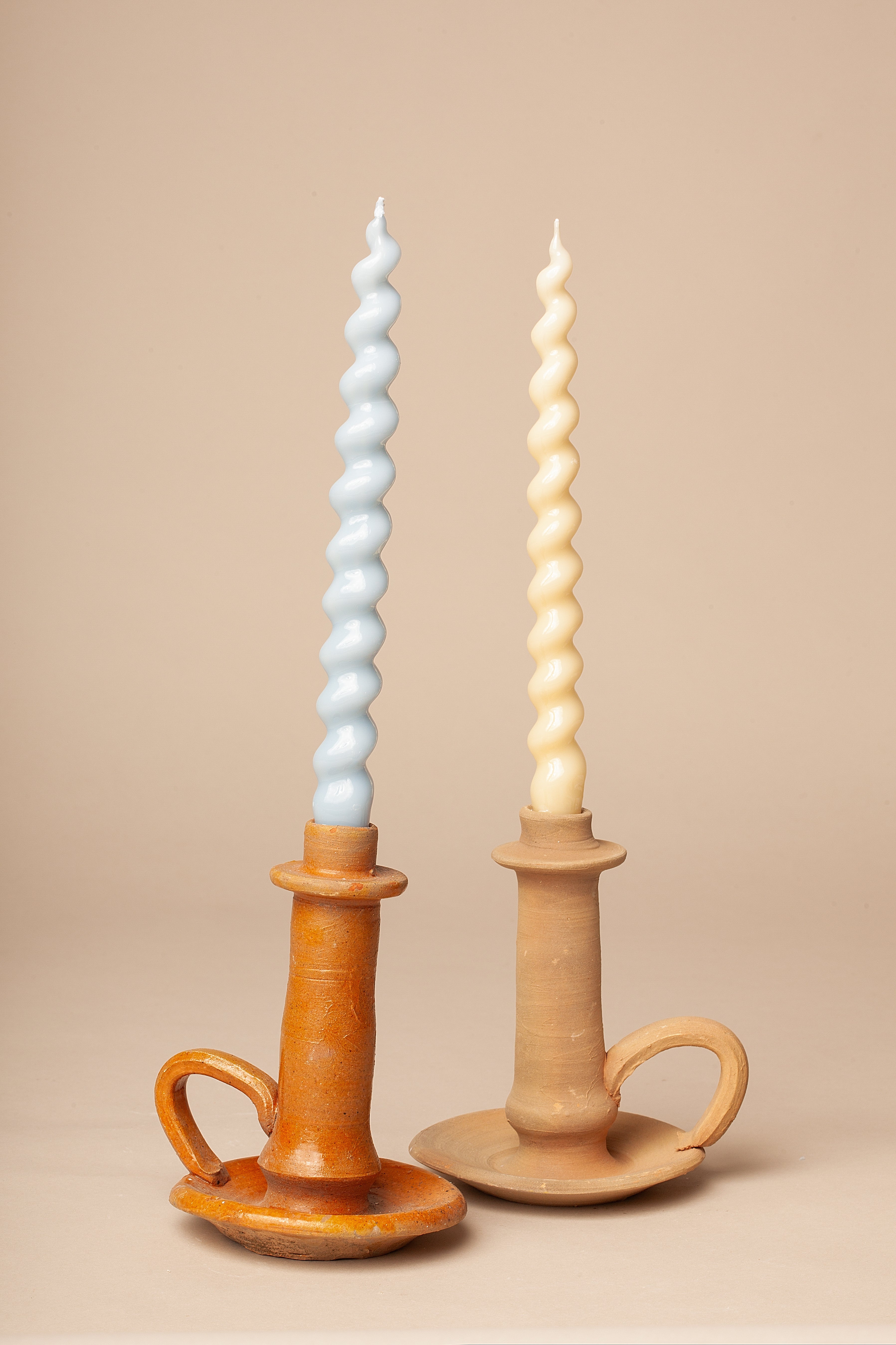 Handmade Clay Candlestick with Plate