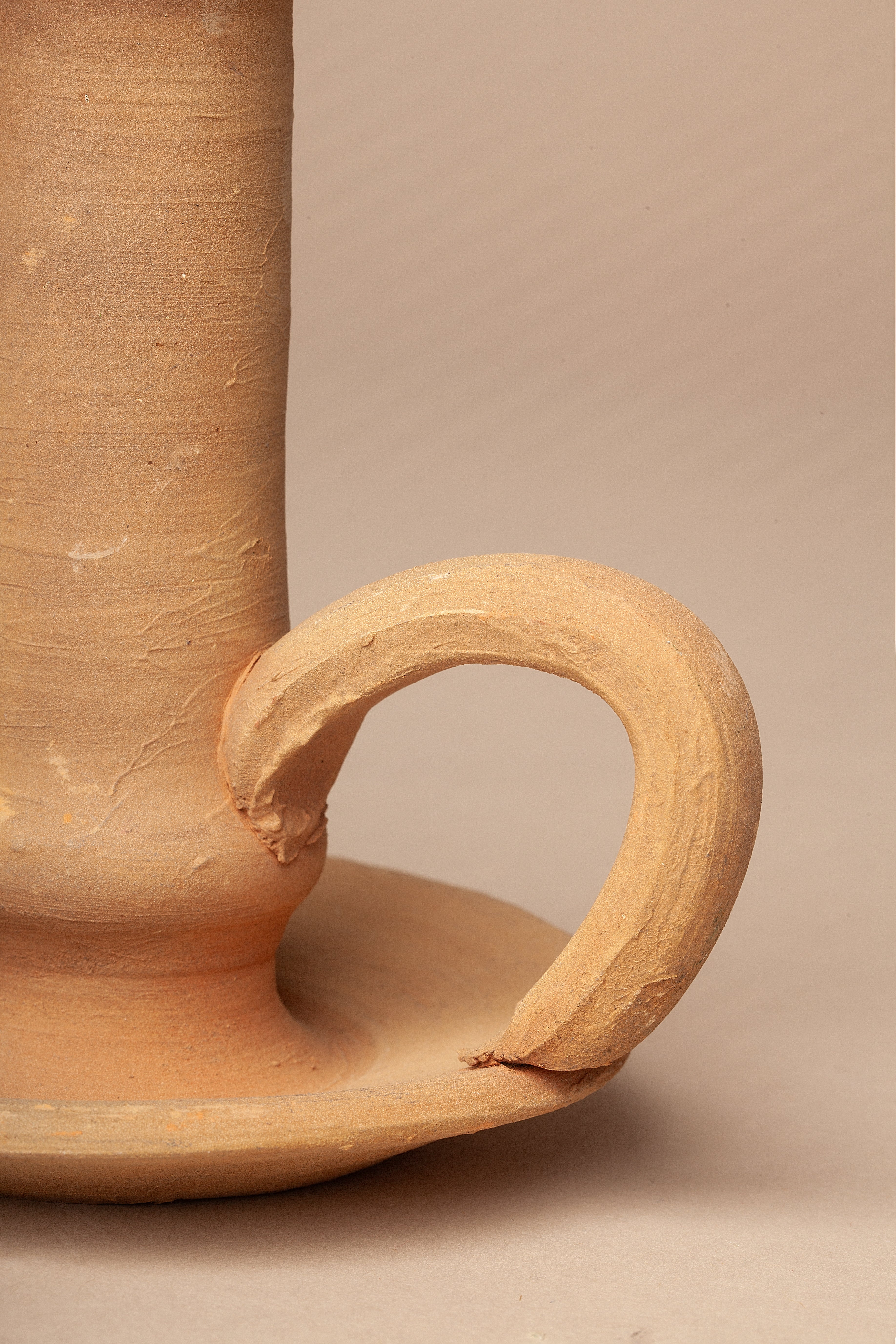 Handmade Clay Candlestick with Plate