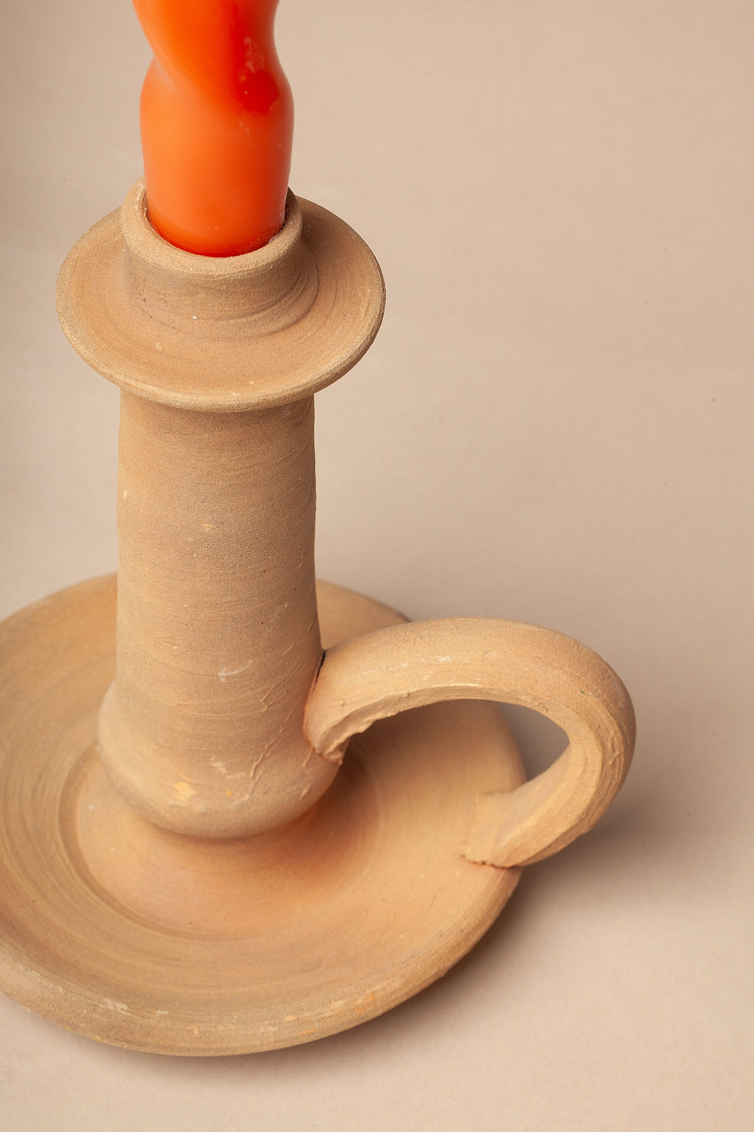 Handmade Clay Candlestick with Plate