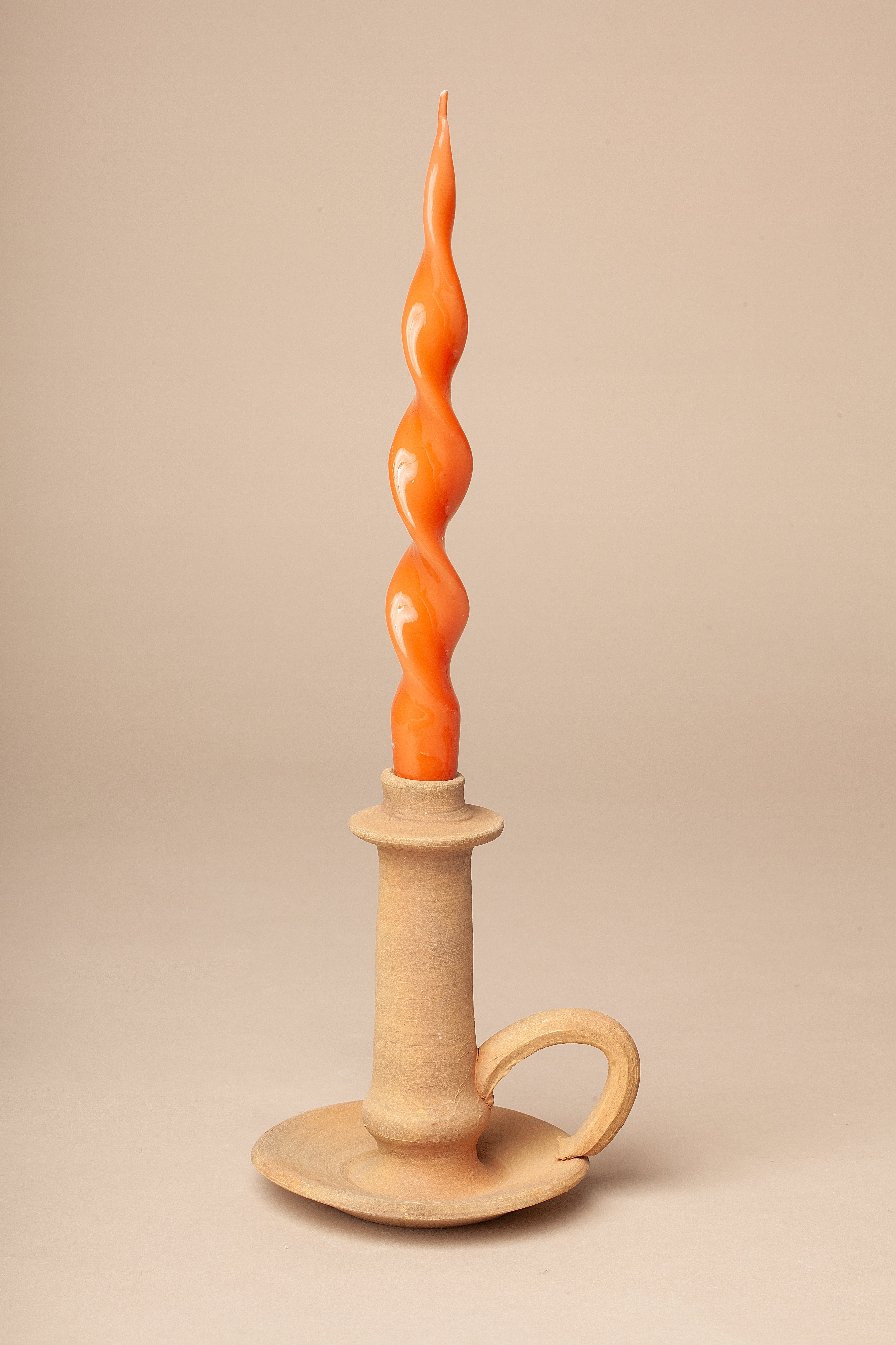 Handmade Clay Candlestick with Plate