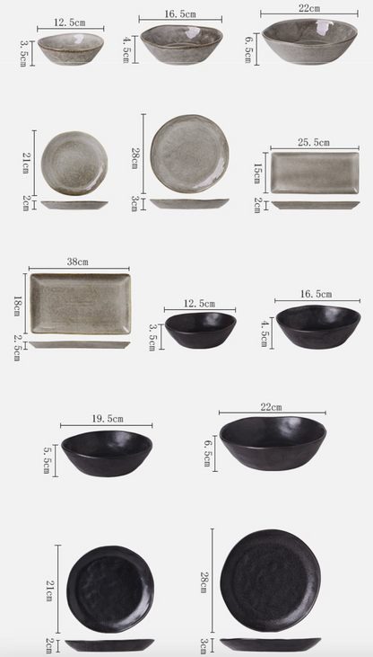 Platos de cerámica retro de estilo japonés | Granja, Escandinavo, Japonés, Gres, Cerámica, Esmalte Reactivo