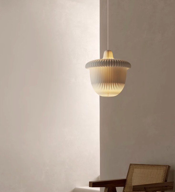 White Geometric Origami Paper Lampshade pendant light, modern home decor.