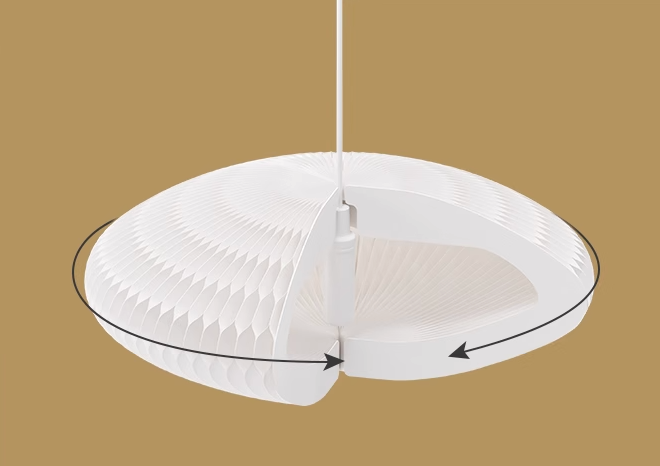 White Geometric Origami Paper Lampshade, home decor, honeycomb texture, suspended.