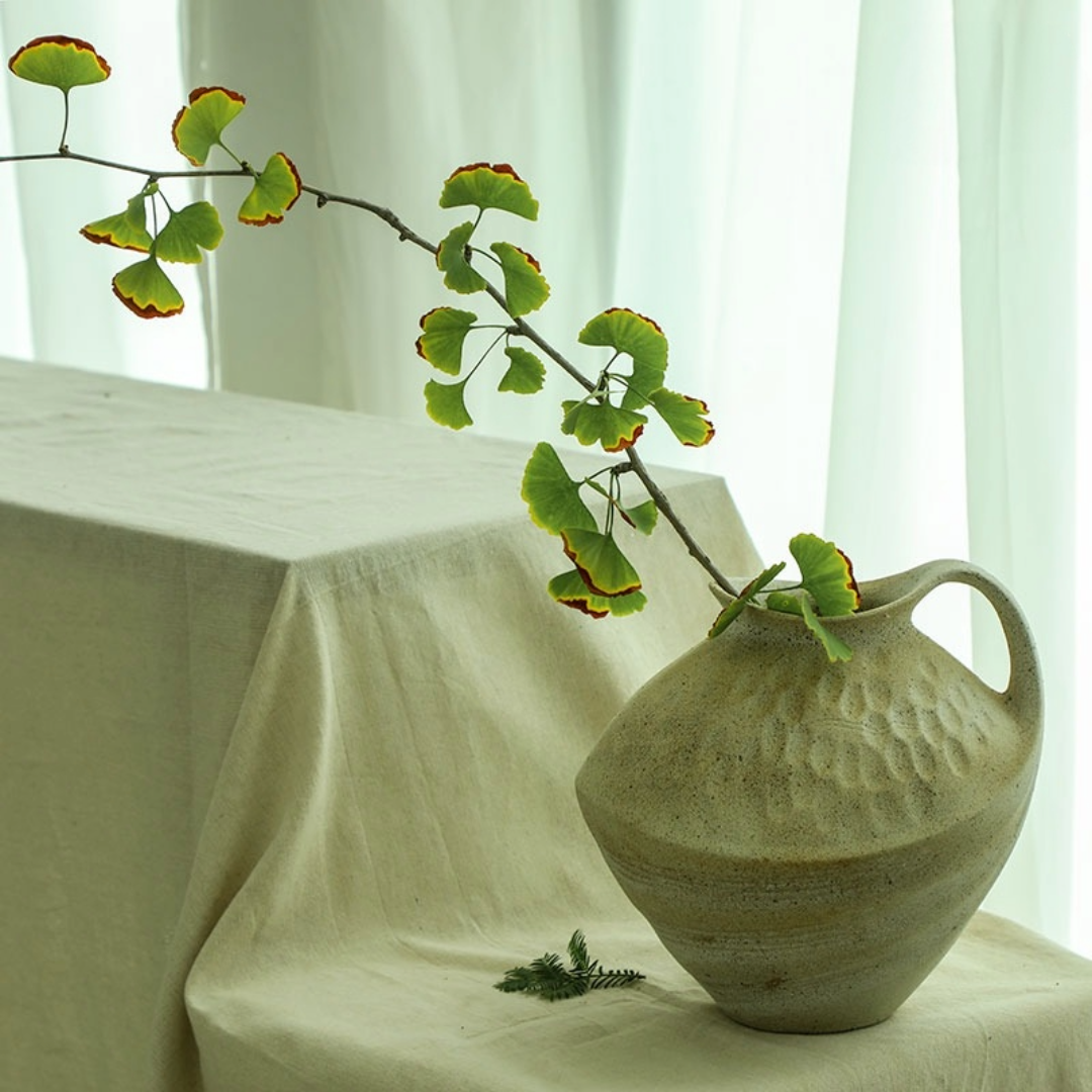 Wabi-sabi Clay Pot With Paint Brush Effect