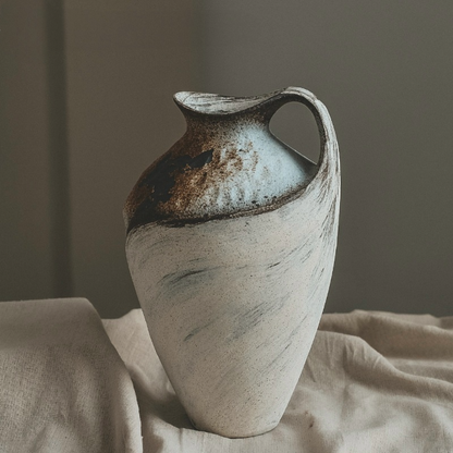 Wabi-sabi Clay Pot With Paint Brush Effect