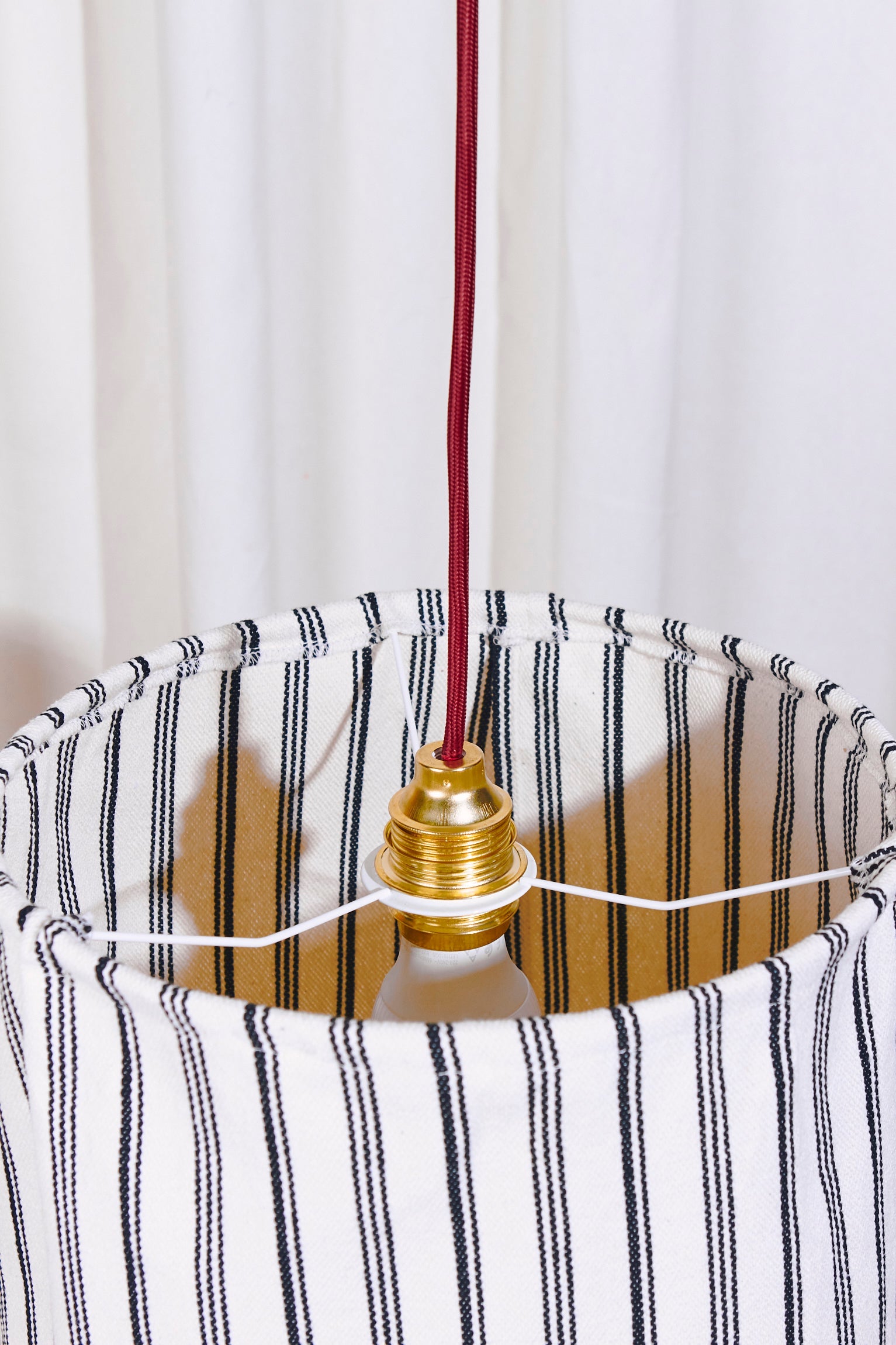 Black and white canvas ceiling lamp