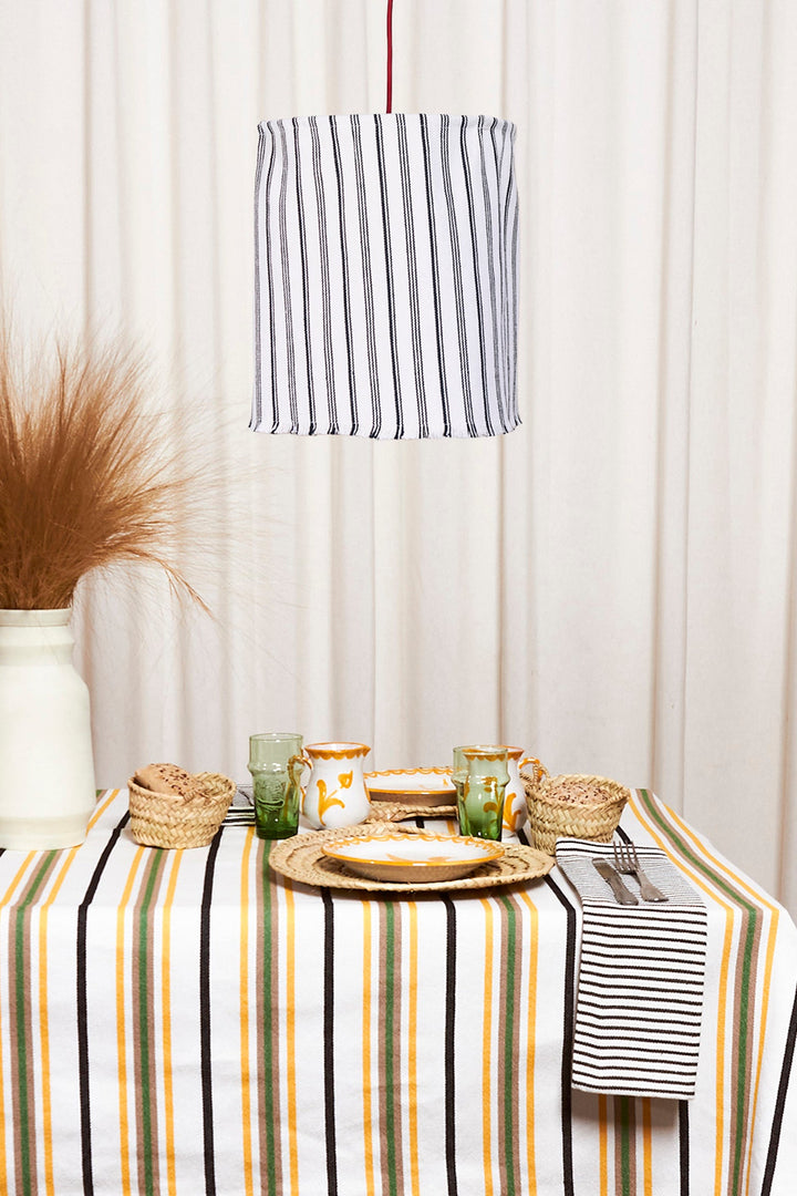 Black and white canvas ceiling lamp