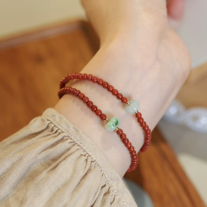 Jade Bracelet With Red Beads