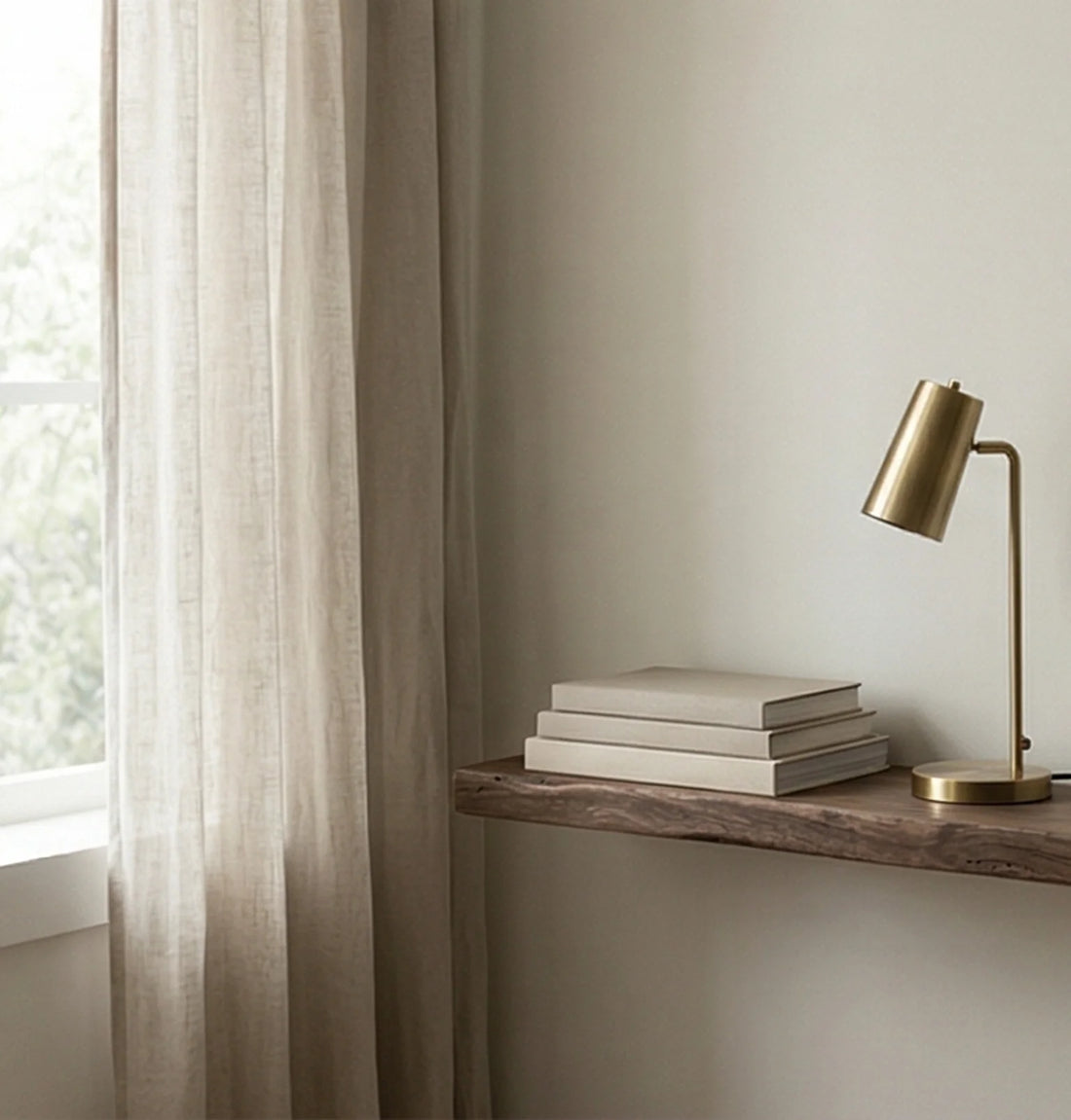 Rustic Solid Wood Floating Shelves for Home Decor — ambient room context on shelf in soft natural light
