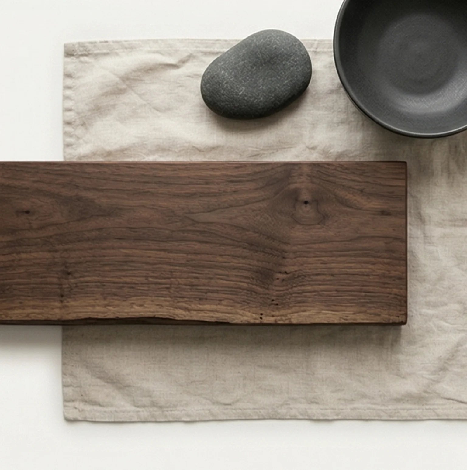 Rustic Solid Wood Floating Shelves for Home Decor — overhead flat-lay on undyed linen surface