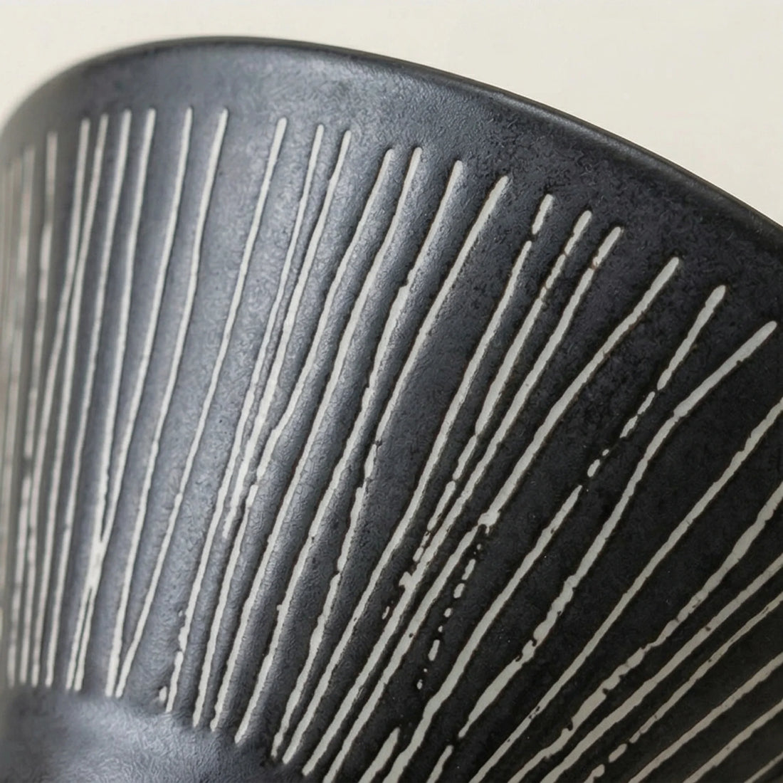 Japanese Mino Ware Ceramic Ramen Bowl with Underglaze Pattern - Large Soup/Noodle Bowl — macro close-up of ceramic glaze texture and finish