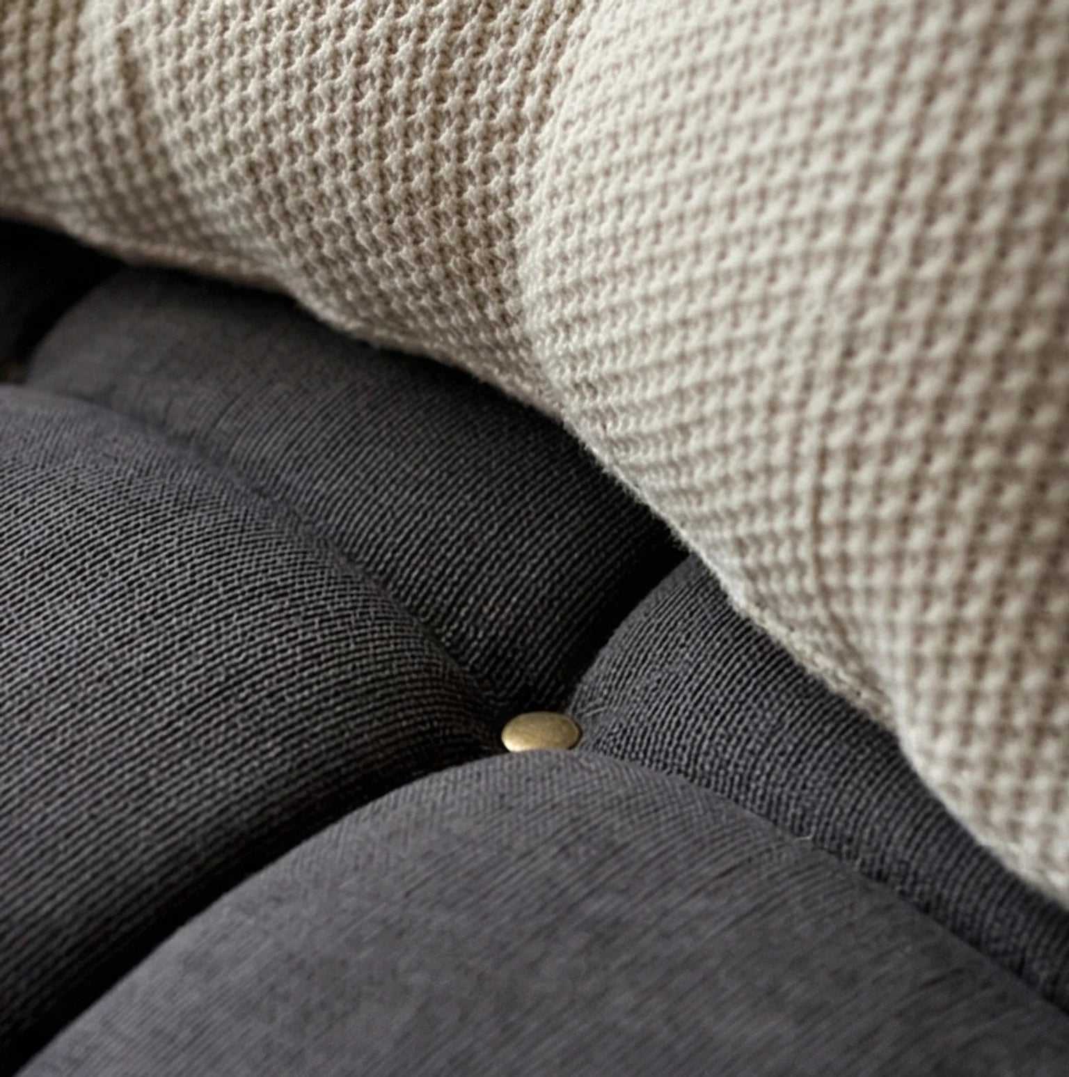 Quilted Linen Bay Window Cushion Mattress for Living Room — macro close-up of material texture and finish
