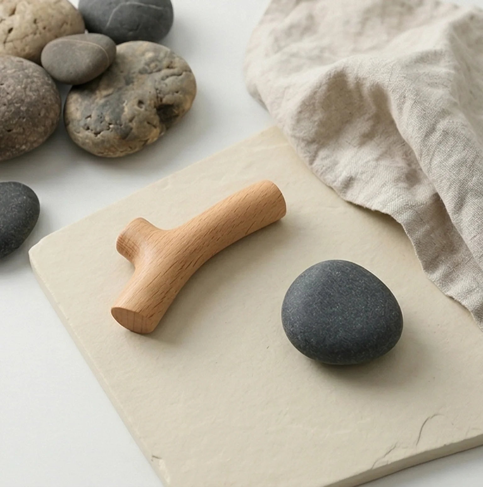 Solid Wood Branch Wall Hook - Rustic Natural Design for Clothes & Accessories — scale reference alongside natural prop