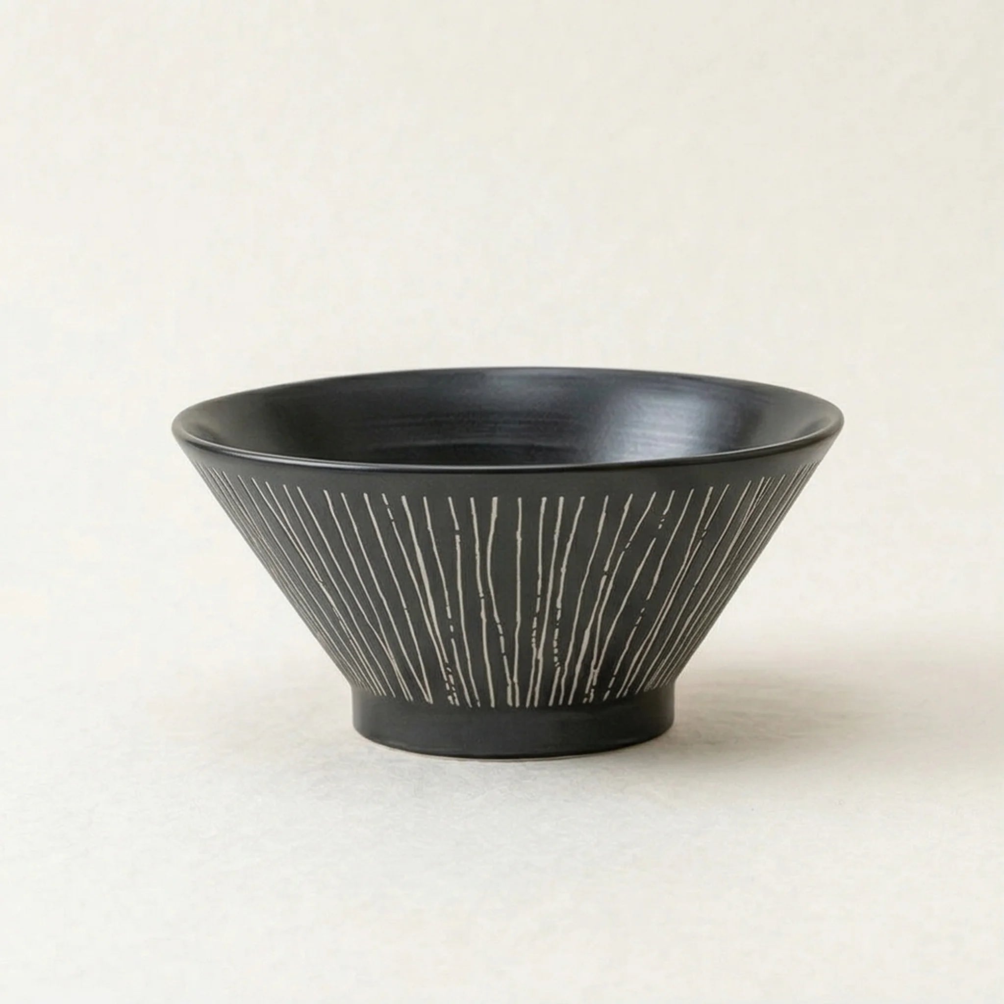 Japanese Mino Ware Ceramic Ramen Bowl with Underglaze Pattern - Large Soup/Noodle Bowl — studio white background product shot