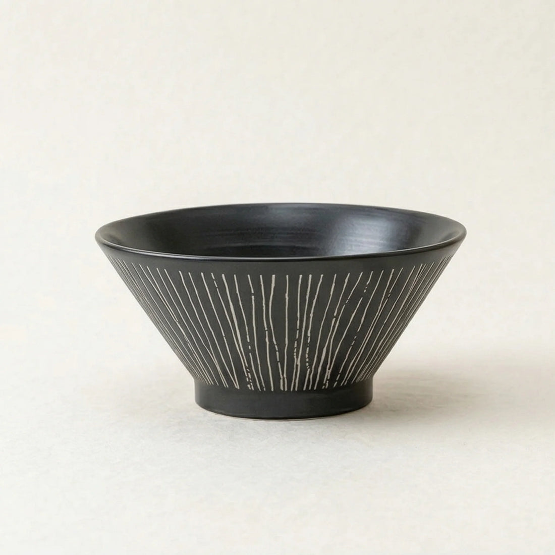 Japanese Mino Ware Ceramic Ramen Bowl with Underglaze Pattern - Large Soup/Noodle Bowl — studio white background product shot