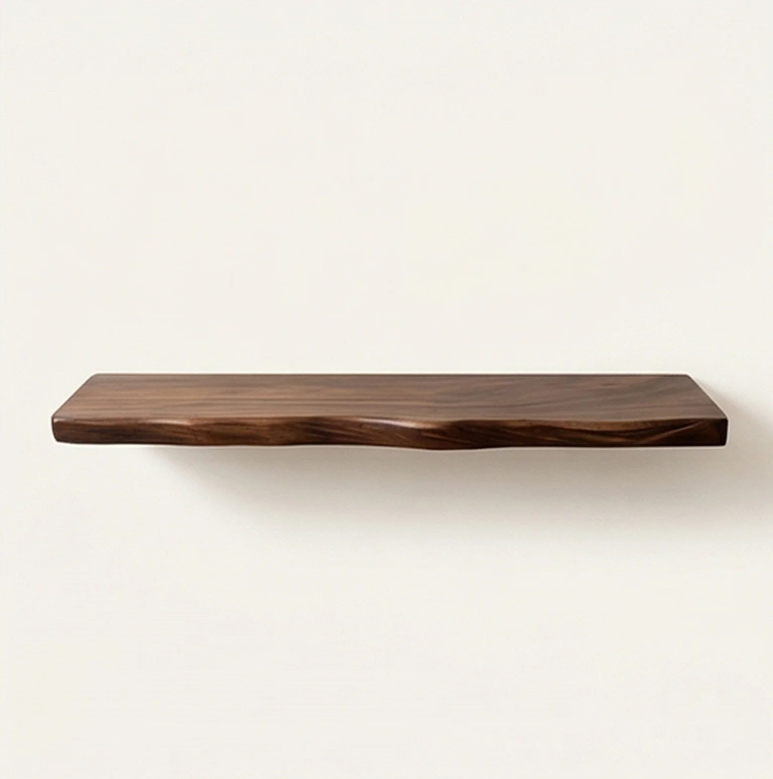 Solid Wood Floating Wall Shelf with Natural Irregular Edge — studio warm-white background product shot