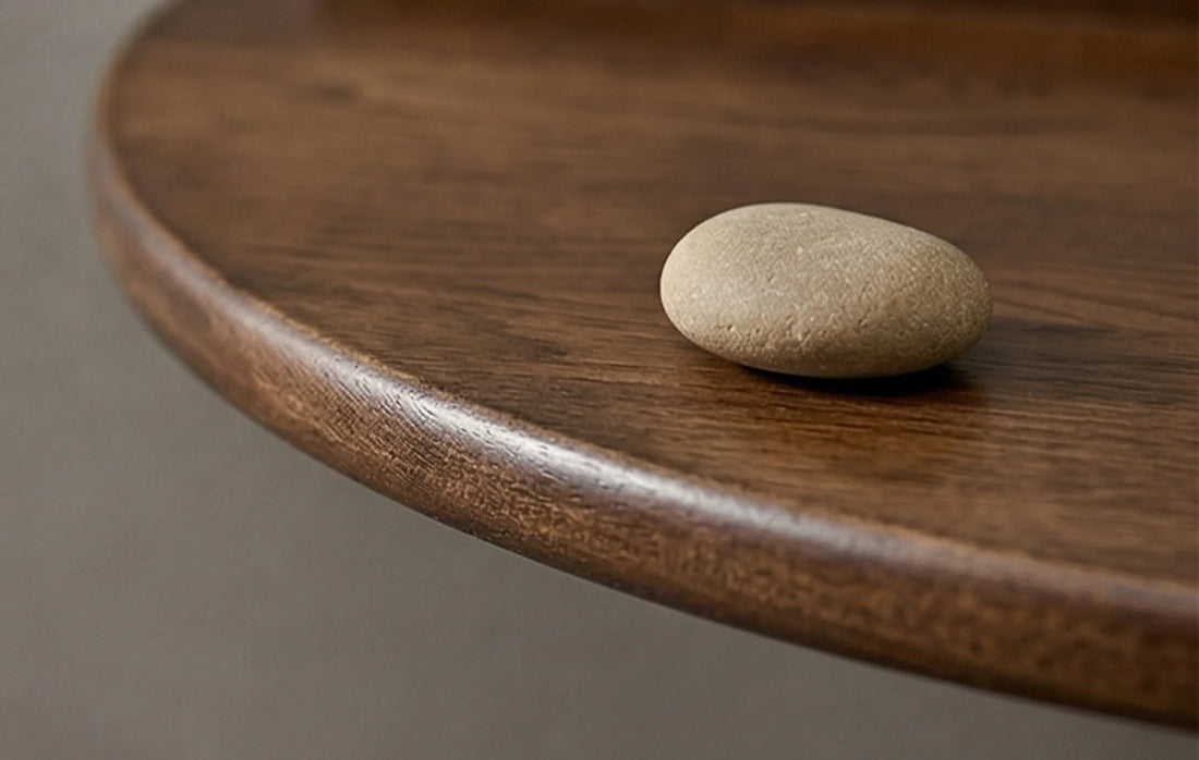 Solid Wood Corner Wall Shelf for Kitchen, Living Room, and Study — macro close-up showing fine texture and glaze detail