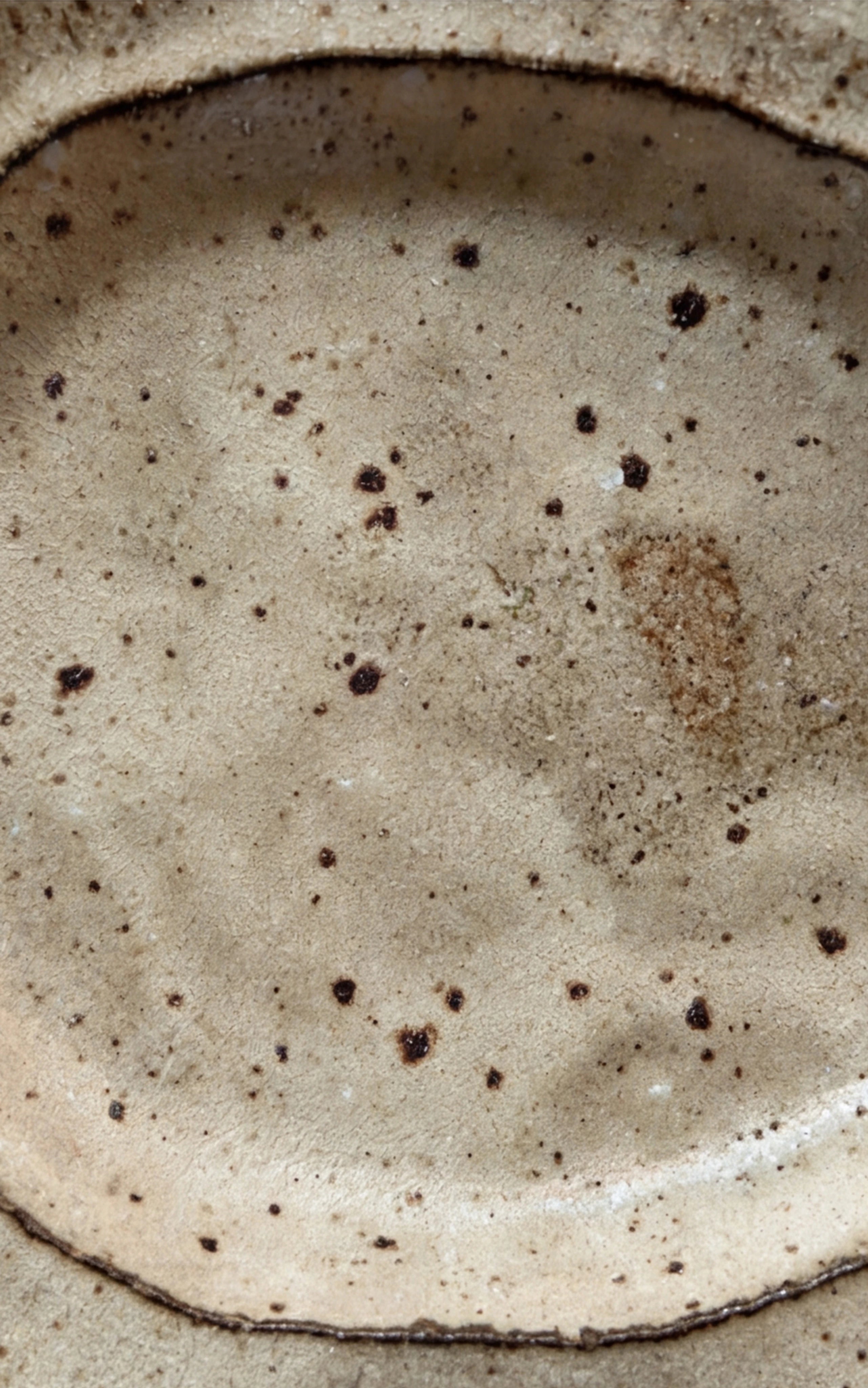 Handmade Irregular Ceramic Plate | Japanese Style Rustic Pottery Dish (19x18cm) — macro close-up showing the unique drip glaze and texture (v4 refined)