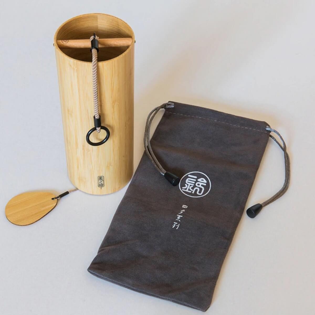 Bamboo Wind Chime 4 Different Melodies with fabric pouch. Natural wood tones.