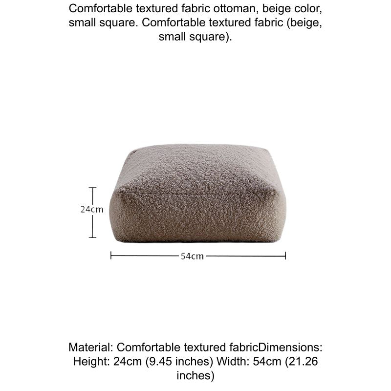Fluffy Round & Square Bean Bag Chair Cushion: beige textured fabric ottoman, 54x24cm.