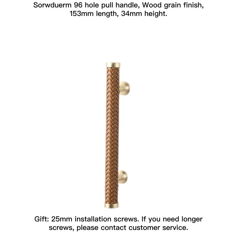 Woven Leather Drawer Pulls: Gold finish, modern handles for cabinets, dressers.