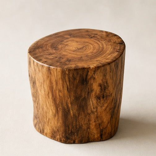 Solid camphor wood tree stump stool and side table