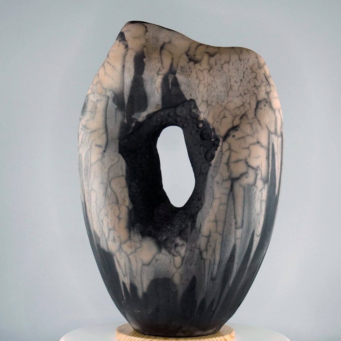 RAAQUU Confinement Series No. 1 - Signature Series Ceramic Sculpture 12.5" Raku Fired Pottery Fine Art by RAAQUU