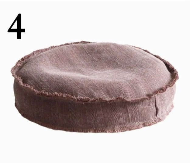 Brown distressed cotton meditation pillow, refillable, outdoor, wabi-sabi cushion.