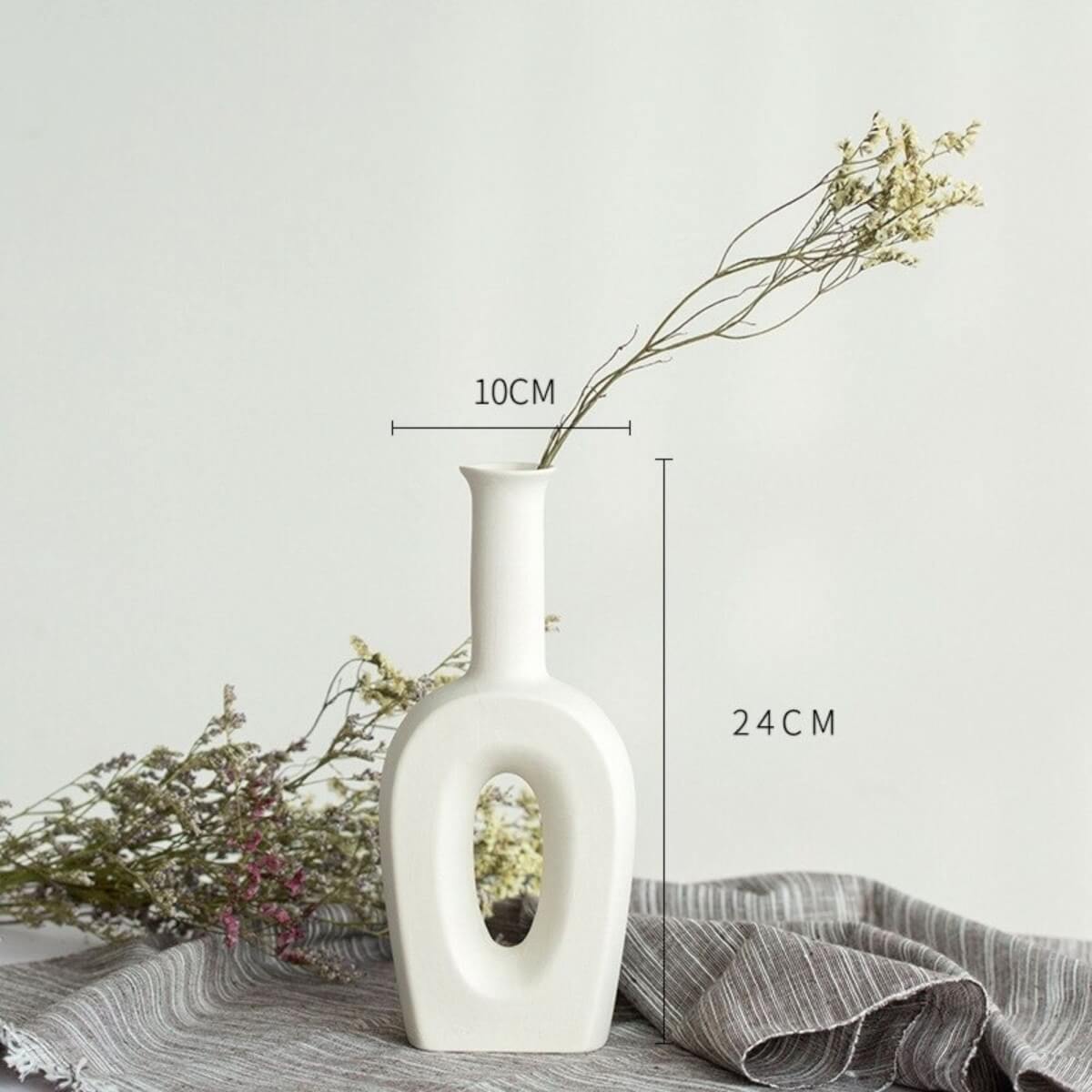 Abstract White Flower Vase, a minimalist decorative vase for flowers and pampas grass.