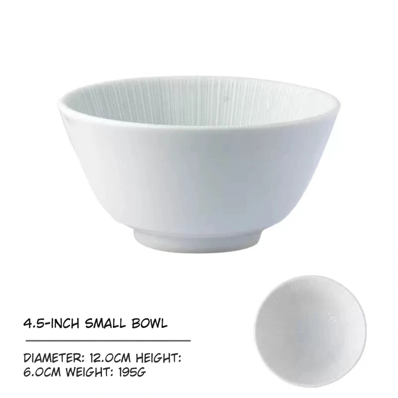 4.5 inch small bowl, 12.0cm diameter, 6.0cm high, 195g weight, white textured bowl.