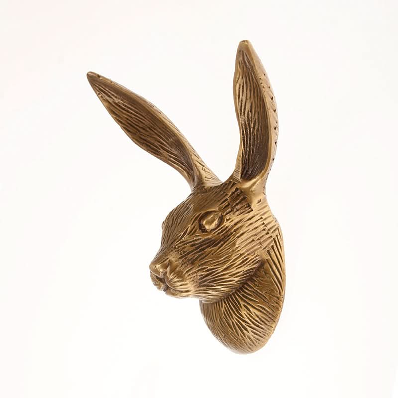Antique brass hare wall hook, home decor accent.