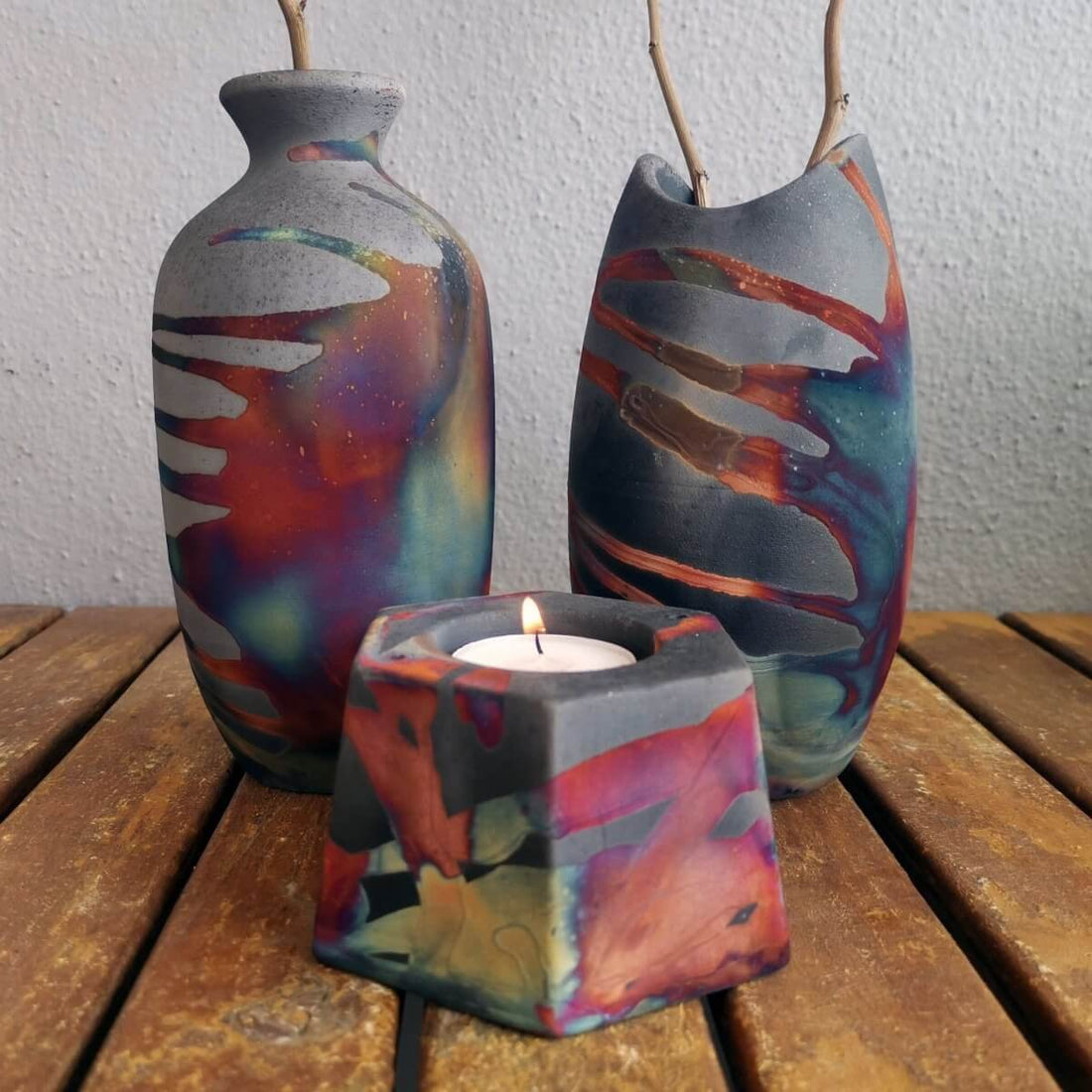 Raku Pottery Birthday Gift Set - Keihatsu, Koi, Koban by RAAQUU