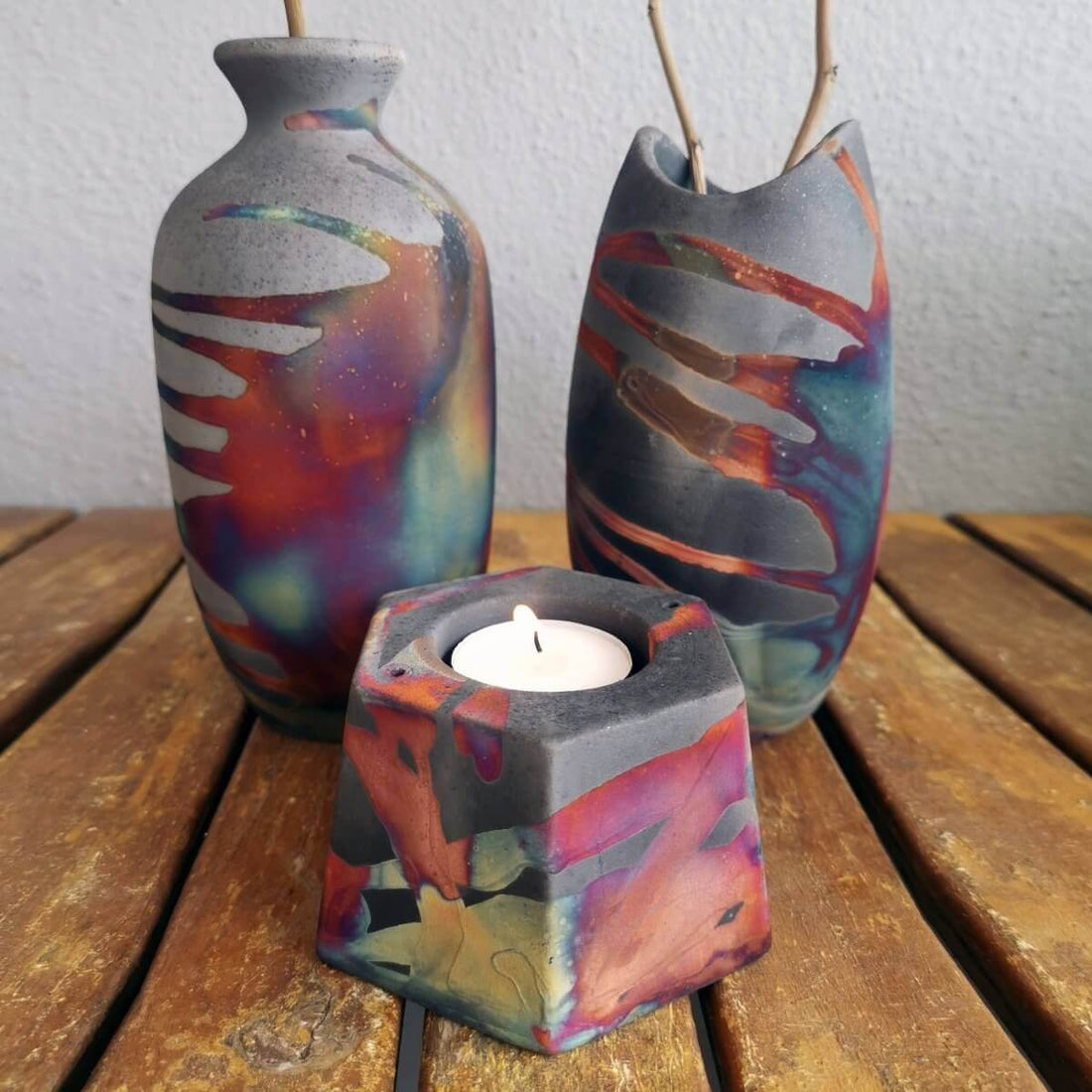 Raku Pottery Birthday Gift Set - Keihatsu, Koi, Koban by RAAQUU