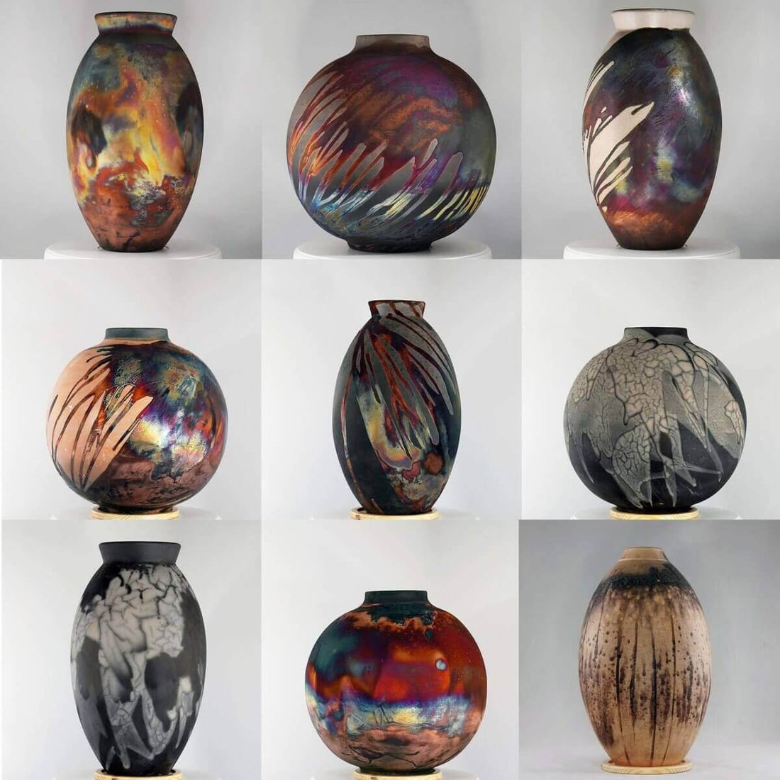 Pre-Order RAAQUU Art Series Ceramic Vase in 2 shapes and 5 finishes - Raku Pottery by RAAQUU