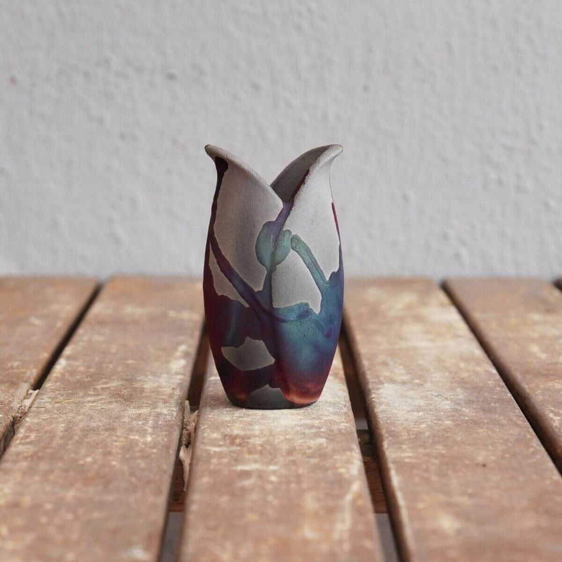 RAAQUU Hana F Mini Ceramic Vase 3.5" Raku Fired Pottery Gift by RAAQUU