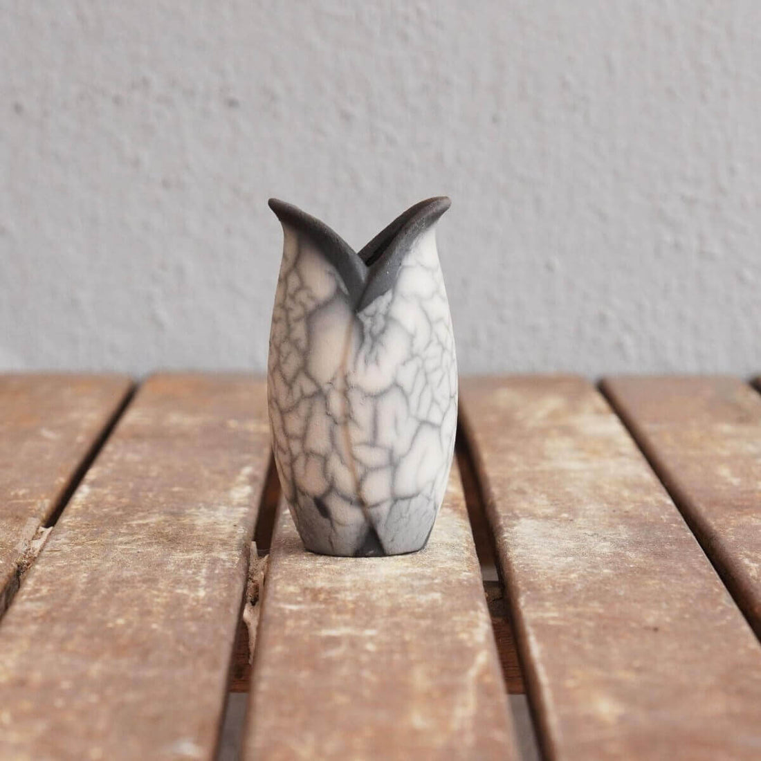 RAAQUU Hana F Mini Ceramic Vase 3.5" Raku Fired Pottery Gift by RAAQUU