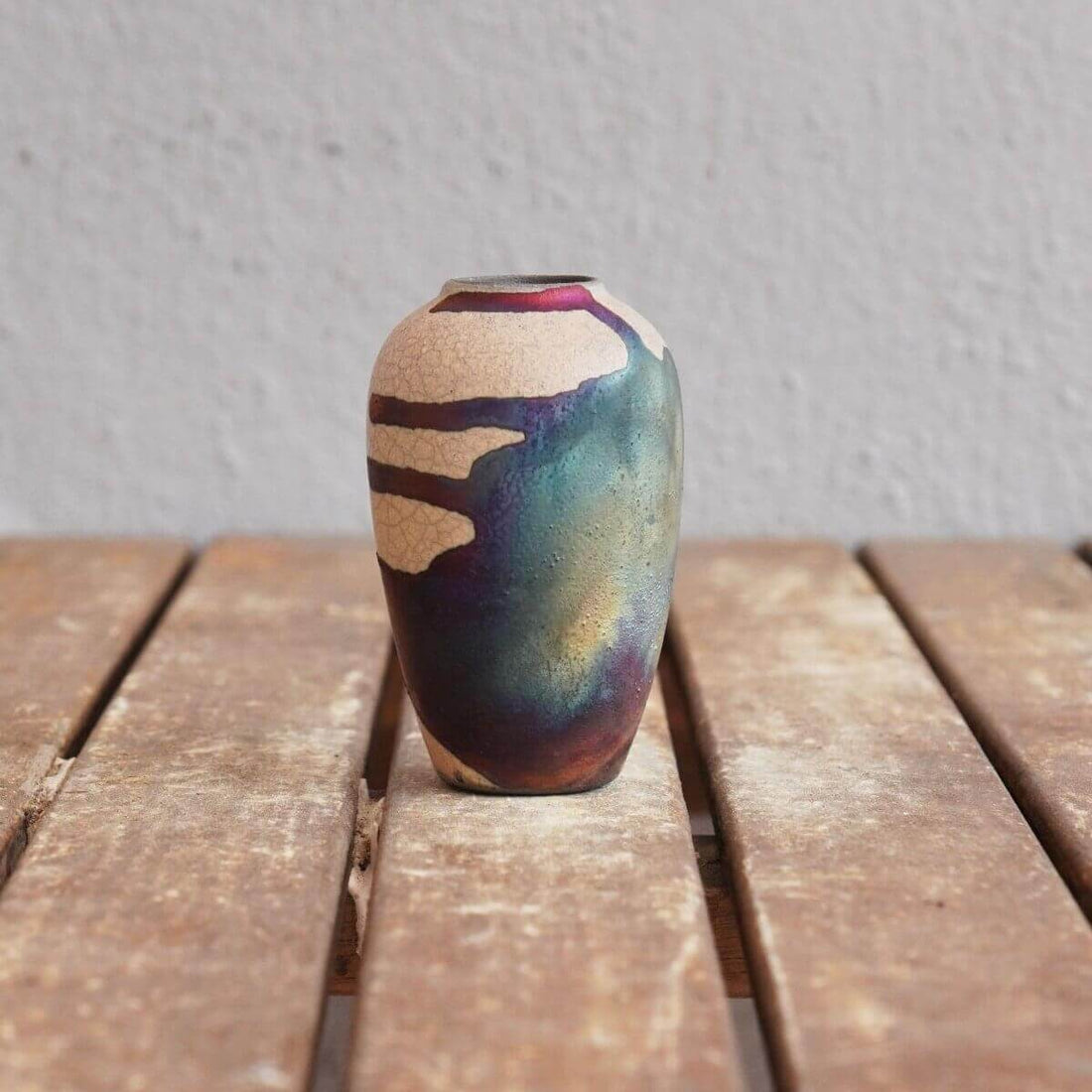 RAAQUU Hana L Mini Ceramic Vase 3.5" Raku Fired Pottery Gift by RAAQUU