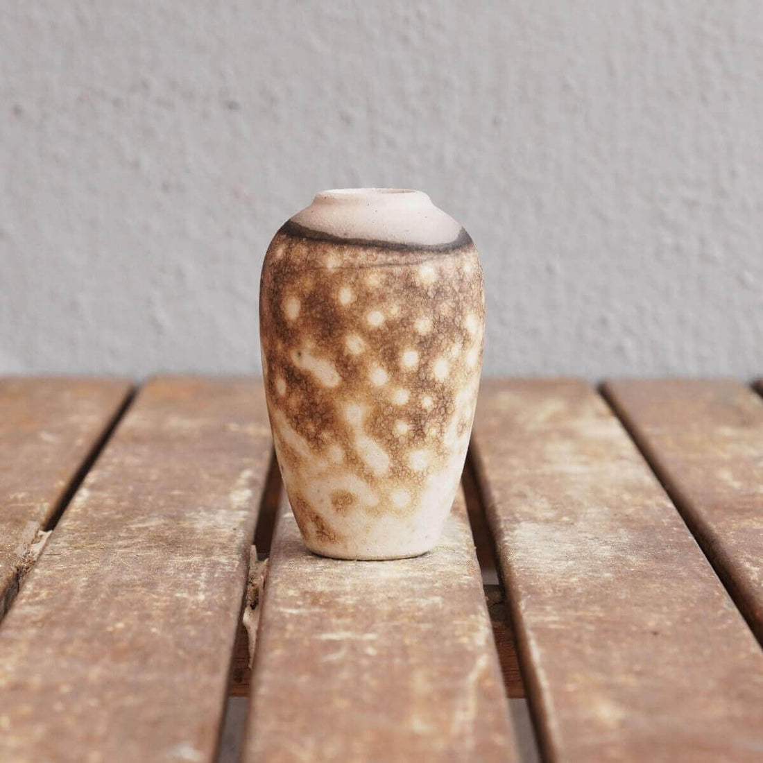 RAAQUU Hana L Mini Ceramic Vase 3.5" Raku Fired Pottery Gift by RAAQUU