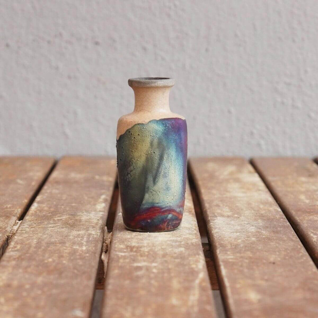 RAAQUU Hana Mini Ceramic Vase 3.5" Raku Fired Pottery Gift by RAAQUU