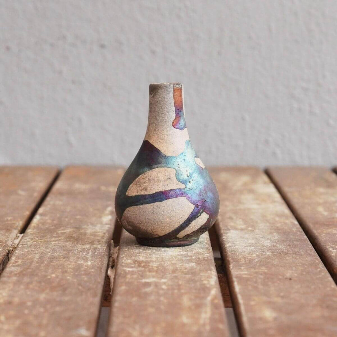 RAAQUU Hana Mini Ceramic Vase 3.5" Raku Fired Pottery Gift by RAAQUU