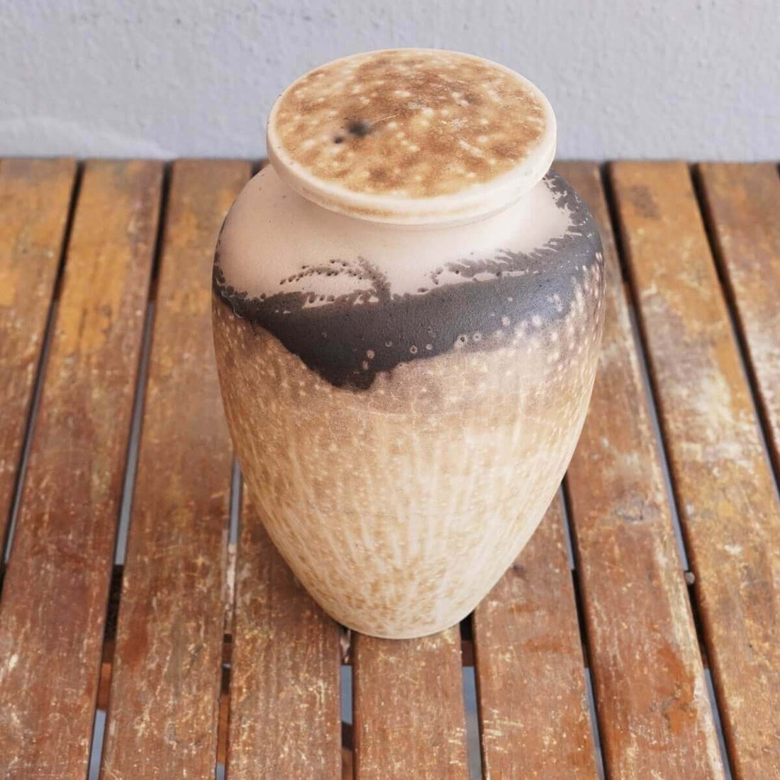 RAAQUU Omoide Ceramic Urn (Pre-Order) for Adult Remains - Raku Pottery 170 cubic inches Unique Handmade Cremation Vessel for Ashes, Pets, Cats, Dogs by RAAQUU