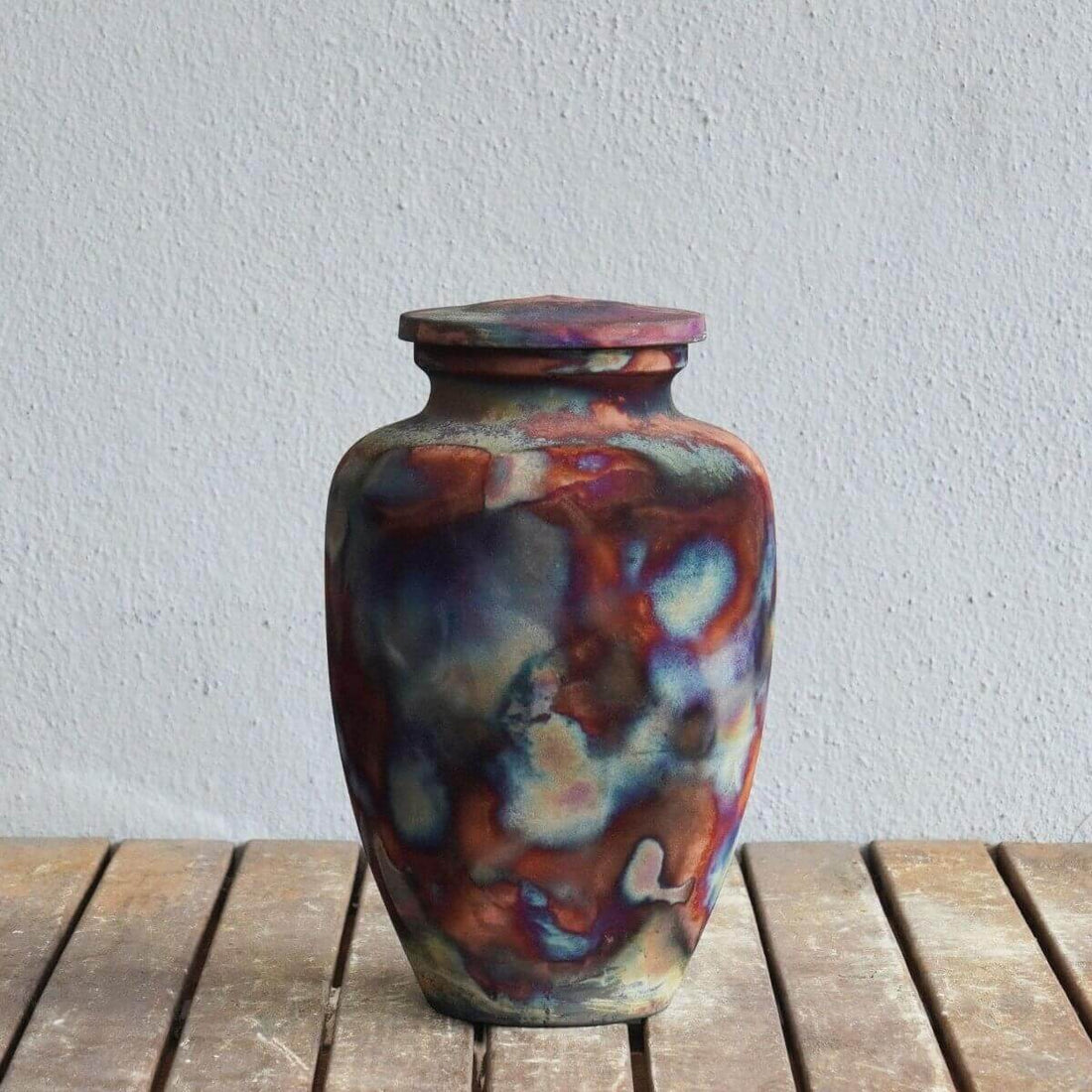 RAAQUU Omoide Ceramic Urn (Pre-Order) for Adult Remains - Raku Pottery 170 cubic inches Unique Handmade Cremation Vessel for Ashes, Pets, Cats, Dogs by RAAQUU