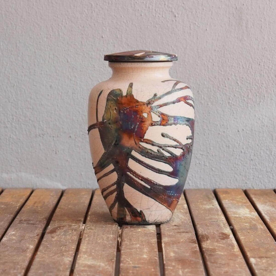 RAAQUU Omoide Ceramic Urn (Pre-Order) for Adult Remains - Raku Pottery 170 cubic inches Unique Handmade Cremation Vessel for Ashes, Pets, Cats, Dogs by RAAQUU