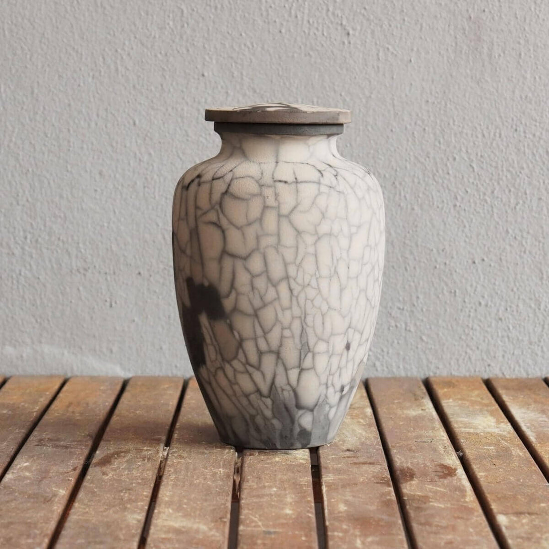 RAAQUU Omoide Ceramic Urn (Pre-Order) for Adult Remains - Raku Pottery 170 cubic inches Unique Handmade Cremation Vessel for Ashes, Pets, Cats, Dogs by RAAQUU