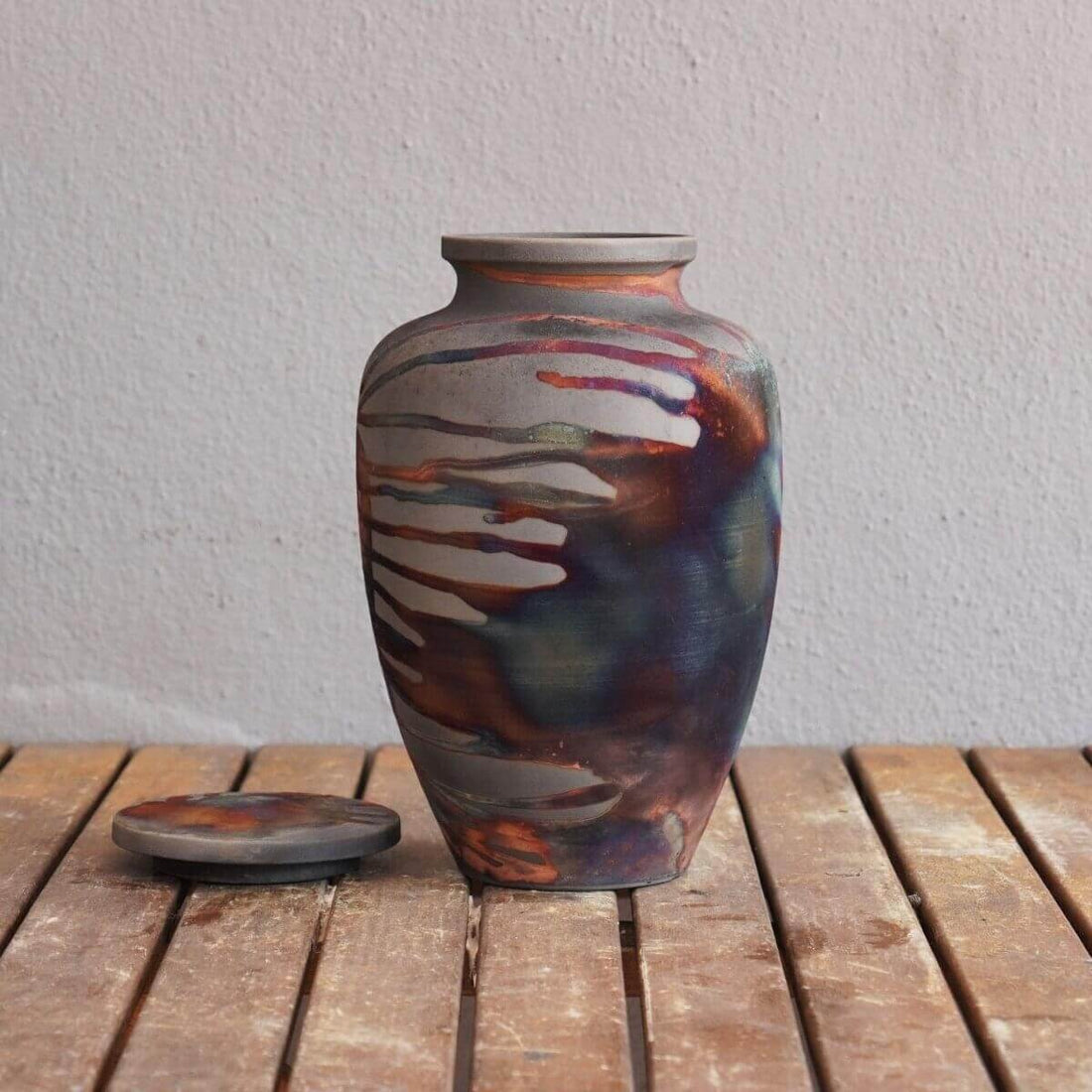 RAAQUU Omoide Ceramic Urn (Pre-Order) for Adult Remains - Raku Pottery 170 cubic inches Unique Handmade Cremation Vessel for Ashes, Pets, Cats, Dogs by RAAQUU